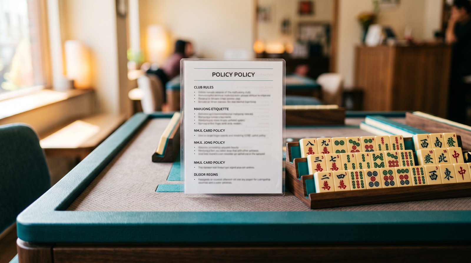 A mahjong scorecard and payment tracking card on a table